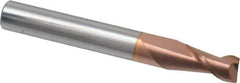 Accupro - 7/32", 3/8" LOC, 1/4" Shank Diam, 2" OAL, 2 Flute, Solid Carbide Square End Mill - Single End, TiCN Finish, Spiral Flute, 40° Helix, Centercutting, Right Hand Cut, Right Hand Flute - USA Tool & Supply