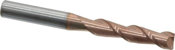 Accupro - 5/16", 1-3/8" LOC, 5/16" Shank Diam, 3" OAL, 2 Flute, Solid Carbide Square End Mill - Single End, TiCN Finish, Spiral Flute, 40° Helix, Centercutting, Right Hand Cut, Right Hand Flute - USA Tool & Supply