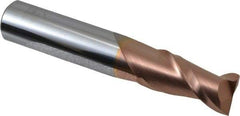 Accupro - 31/64", 1" LOC, 1/2" Shank Diam, 3" OAL, 2 Flute, Solid Carbide Square End Mill - Single End, TiCN Finish, Spiral Flute, 40° Helix, Centercutting, Right Hand Cut, Right Hand Flute - USA Tool & Supply