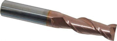 Accupro - 1/2", 1-1/2" LOC, 1/2" Shank Diam, 3-1/2" OAL, 2 Flute, Solid Carbide Square End Mill - Single End, TiCN Finish, Spiral Flute, 40° Helix, Centercutting, Right Hand Cut, Right Hand Flute - USA Tool & Supply
