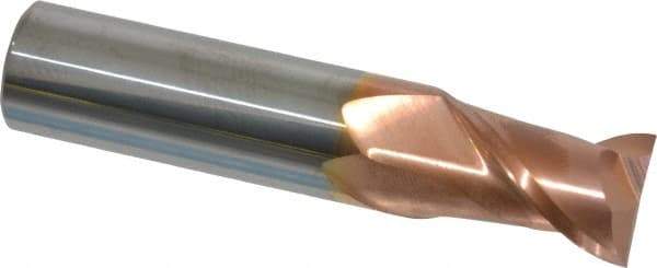 Accupro - 5/8", 7/8" LOC, 5/8" Shank Diam, 3" OAL, 2 Flute, Solid Carbide Square End Mill - Single End, TiCN Finish, Spiral Flute, 40° Helix, Centercutting, Right Hand Cut, Right Hand Flute - USA Tool & Supply