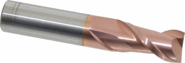 Accupro - 5/8", 1-1/4" LOC, 5/8" Shank Diam, 3-1/2" OAL, 2 Flute, Solid Carbide Square End Mill - Single End, TiCN Finish, Spiral Flute, 40° Helix, Centercutting, Right Hand Cut, Right Hand Flute - USA Tool & Supply
