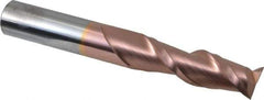Accupro - 5/8", 2-1/8" LOC, 5/8" Shank Diam, 4-5/8" OAL, 2 Flute, Solid Carbide Square End Mill - Single End, TiCN Finish, Spiral Flute, 40° Helix, Centercutting, Right Hand Cut, Right Hand Flute - USA Tool & Supply