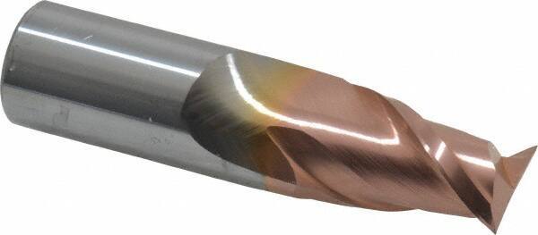 Accupro - 11/16", 1" LOC, 3/4" Shank Diam, 3" OAL, 2 Flute, Solid Carbide Square End Mill - Single End, TiCN Finish, Spiral Flute, 40° Helix, Centercutting, Right Hand Cut, Right Hand Flute - USA Tool & Supply