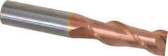 Accupro - 3/4", 2-1/4" LOC, 3/4" Shank Diam, 5" OAL, 2 Flute, Solid Carbide Square End Mill - Single End, TiCN Finish, Spiral Flute, 40° Helix, Centercutting, Right Hand Cut, Right Hand Flute - USA Tool & Supply