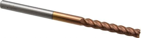Accupro - 3/16", 1-1/8" LOC, 3/16" Shank Diam, 3" OAL, 4 Flute, Solid Carbide Square End Mill - Single End, TiCN Finish, Spiral Flute, 40° Helix, Centercutting, Right Hand Cut, Right Hand Flute - USA Tool & Supply