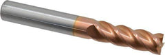 Accupro - 3/8", 1-1/8" LOC, 3/8" Shank Diam, 3" OAL, 4 Flute, Solid Carbide Square End Mill - Single End, TiCN Finish, Spiral Flute, 40° Helix, Centercutting, Right Hand Cut, Right Hand Flute - USA Tool & Supply