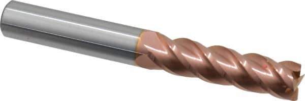 Accupro - 3/8", 1-3/8" LOC, 3/8" Shank Diam, 3" OAL, 4 Flute, Solid Carbide Square End Mill - Single End, TiCN Finish, Spiral Flute, 40° Helix, Centercutting, Right Hand Cut, Right Hand Flute - USA Tool & Supply