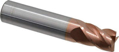 Accupro - 15/32", 5/8" LOC, 1/2" Shank Diam, 2-1/2" OAL, 4 Flute, Solid Carbide Square End Mill - Single End, TiCN Finish, Spiral Flute, 40° Helix, Centercutting, Right Hand Cut, Right Hand Flute - USA Tool & Supply
