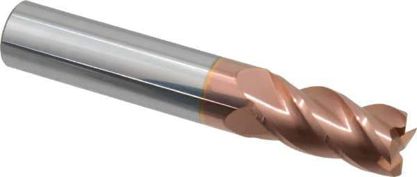 Accupro - 31/64", 1" LOC, 1/2" Shank Diam, 3" OAL, 4 Flute, Solid Carbide Square End Mill - Single End, TiCN Finish, Spiral Flute, 40° Helix, Centercutting, Right Hand Cut, Right Hand Flute - USA Tool & Supply