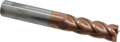 Accupro - 1/2", 1-1/2" LOC, 1/2" Shank Diam, 3-1/2" OAL, 4 Flute, Solid Carbide Square End Mill - Single End, TiCN Finish, Spiral Flute, 40° Helix, Centercutting, Right Hand Cut, Right Hand Flute - USA Tool & Supply