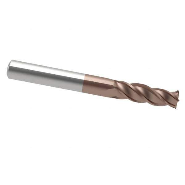Accupro - 1/2", 2" LOC, 1/2" Shank Diam, 4" OAL, 4 Flute, Solid Carbide Square End Mill - Single End, TiCN Finish, Spiral Flute, 40° Helix, Centercutting, Right Hand Cut, Right Hand Flute - USA Tool & Supply