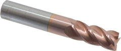 Accupro - 9/16", 1-1/4" LOC, 9/16" Shank Diam, 3-1/2" OAL, 4 Flute, Solid Carbide Square End Mill - Single End, TiCN Finish, Spiral Flute, 40° Helix, Centercutting, Right Hand Cut, Right Hand Flute - USA Tool & Supply