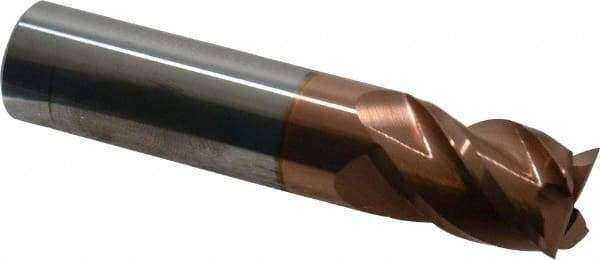 Accupro - 5/8", 7/8" LOC, 5/8" Shank Diam, 3" OAL, 4 Flute, Solid Carbide Square End Mill - Single End, TiCN Finish, Spiral Flute, 40° Helix, Centercutting, Right Hand Cut, Right Hand Flute - USA Tool & Supply