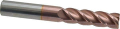 Accupro - 5/8", 2-1/8" LOC, 5/8" Shank Diam, 4-5/8" OAL, 4 Flute, Solid Carbide Square End Mill - Single End, TiCN Finish, Spiral Flute, 40° Helix, Centercutting, Right Hand Cut, Right Hand Flute - USA Tool & Supply