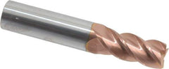 Accupro - 11/16", 1-1/2" LOC, 3/4" Shank Diam, 4" OAL, 4 Flute, Solid Carbide Square End Mill - Single End, TiCN Finish, Spiral Flute, 40° Helix, Centercutting, Right Hand Cut, Right Hand Flute - USA Tool & Supply