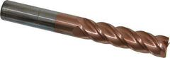 Accupro - 3/4", 3" LOC, 3/4" Shank Diam, 6" OAL, 4 Flute, Solid Carbide Square End Mill - Single End, TiCN Finish, Spiral Flute, 40° Helix, Centercutting, Right Hand Cut, Right Hand Flute - USA Tool & Supply