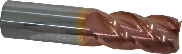 Accupro - 7/8", 1-3/4" LOC, 7/8" Shank Diam, 4" OAL, 4 Flute, Solid Carbide Square End Mill - Single End, TiCN Finish, Spiral Flute, 40° Helix, Centercutting, Right Hand Cut, Right Hand Flute - USA Tool & Supply
