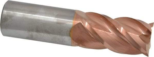 Accupro - 1", 1-3/4" LOC, 1" Shank Diam, 4" OAL, 4 Flute, Solid Carbide Square End Mill - Single End, TiCN Finish, Spiral Flute, 40° Helix, Centercutting, Right Hand Cut, Right Hand Flute - USA Tool & Supply