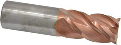 Accupro - 1", 1-3/4" LOC, 1" Shank Diam, 4" OAL, 4 Flute, Solid Carbide Square End Mill - Single End, TiCN Finish, Spiral Flute, 40° Helix, Centercutting, Right Hand Cut, Right Hand Flute - USA Tool & Supply