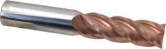 Accupro - 1", 3" LOC, 1" Shank Diam, 6" OAL, 4 Flute, Solid Carbide Square End Mill - Single End, TiCN Finish, Spiral Flute, 40° Helix, Centercutting, Right Hand Cut, Right Hand Flute - USA Tool & Supply