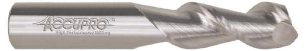 Accupro - 1", 2" LOC, 1" Shank Diam, 5" OAL, 2 Flute, Solid Carbide Square End Mill - Single End, Uncoated, Spiral Flute, 45° Helix, Centercutting, Right Hand Cut, Right Hand Flute - USA Tool & Supply