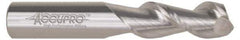 Accupro - 1/2", 2" LOC, 1/2" Shank Diam, 4" OAL, 2 Flute, Solid Carbide Square End Mill - Single End, Uncoated, Spiral Flute, 45° Helix, Centercutting, Right Hand Cut, Right Hand Flute - USA Tool & Supply