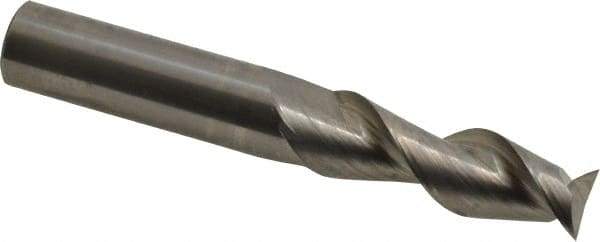 Accupro - 3/4", 2-1/4" LOC, 3/4" Shank Diam, 5" OAL, 2 Flute, Solid Carbide Square End Mill - Single End, Uncoated, Spiral Flute, 45° Helix, Centercutting, Right Hand Cut, Right Hand Flute - USA Tool & Supply