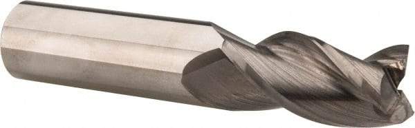 Accupro - 1", 2" LOC, 1" Shank Diam, 5" OAL, 3 Flute, Solid Carbide Square End Mill - Single End, Uncoated, Spiral Flute, 37° Helix, Centercutting, Right Hand Cut, Right Hand Flute - USA Tool & Supply