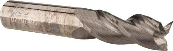 Accupro - 1/2", 1-1/4" LOC, 1/2" Shank Diam, 3" OAL, 3 Flute, Solid Carbide Square End Mill - Single End, Uncoated, Spiral Flute, 37° Helix, Centercutting, Right Hand Cut, Right Hand Flute - USA Tool & Supply