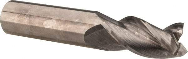 Accupro - 1", 1-1/4" LOC, 1" Shank Diam, 5" OAL, 3 Flute, Solid Carbide Square End Mill - Single End, Uncoated, Spiral Flute, 37° Helix, Centercutting, Right Hand Cut, Right Hand Flute - USA Tool & Supply