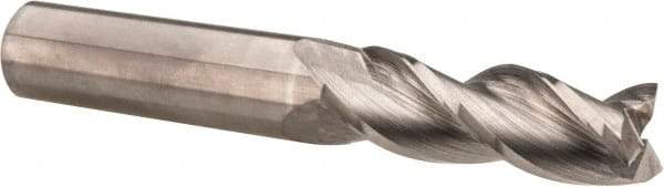 Accupro - 1/2", 2-1/2" LOC, 1/2" Shank Diam, 6" OAL, 3 Flute, Solid Carbide Square End Mill - Single End, Uncoated, Spiral Flute, 37° Helix, Centercutting, Right Hand Cut, Right Hand Flute - USA Tool & Supply