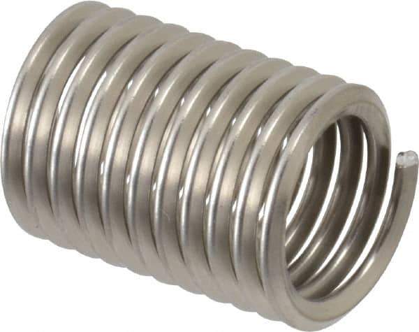 Recoil - 1/2-13 UNC, 1" OAL, Free Running Helical Insert - 11 Free Coils, Tanged, Stainless Steel, Bright Finish, 2D Insert Length - Exact Industrial Supply