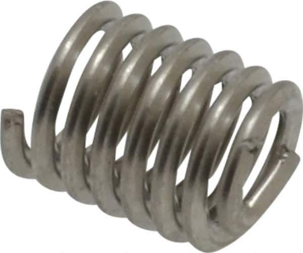 Recoil - #6-32 UNC, 0.276" OAL, Free Running Helical Insert - 6-7/8 Free Coils, Tanged, Stainless Steel, Bright Finish, 2D Insert Length - Exact Industrial Supply