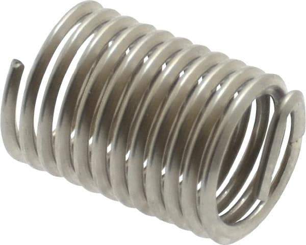 Recoil - 1/4-28 UNF, 1/2" OAL, Free Running Helical Insert - 11-3/8 Free Coils, Tanged, Stainless Steel, Bright Finish, 2D Insert Length - Exact Industrial Supply