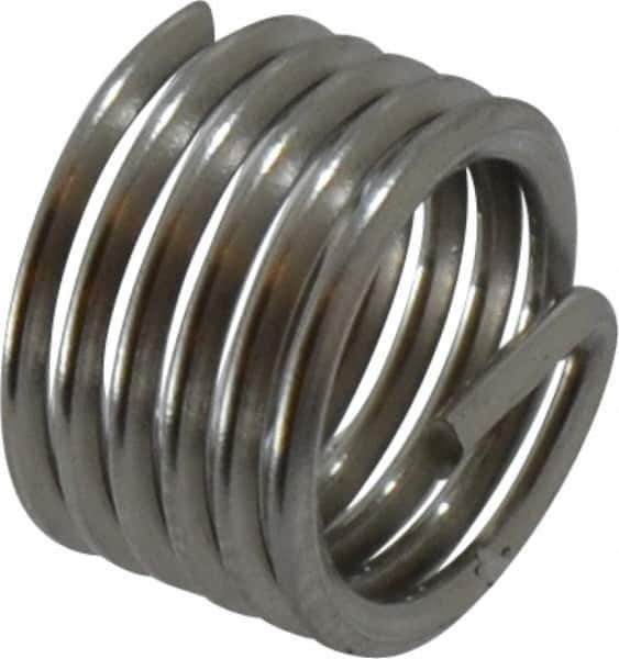 Recoil - 5/16-24 UNF, 0.312" OAL, Free Running Helical Insert - 5-1/2 Free Coils, Tanged, Stainless Steel, Bright Finish, 1D Insert Length - Exact Industrial Supply