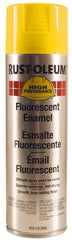 Rust-Oleum - Yellow, 14 oz Net Fill, Fluorescent, Rust Proof Enamel Spray Paint - 10 Sq Ft per Can, 14 oz Container, Use on Rust Proof Paint - USA Tool & Supply