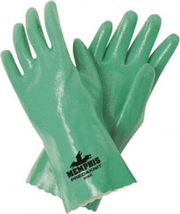 MCR Safety - Size L (9) Nitrile Coated Cotton Blend General Protection Work Gloves - For General Purpose, Gauntlet Cuff, Full Fingered, Green, Paired - USA Tool & Supply