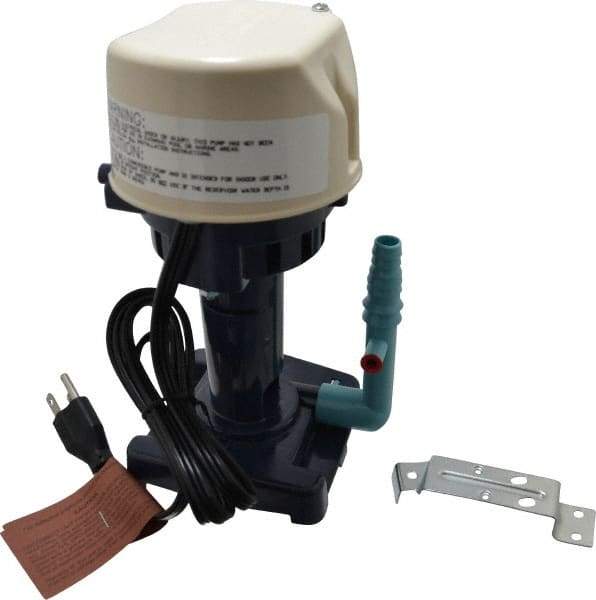 Little Giant Pumps - 0.9 Amp, 115 Volt, 1/70 hp, 1 Phase, Thermal Plastic Evaporative Cooler Pumps Machine Tool & Recirculating Pump - 5.1 GPM, 9.5 psi, 9" Overall Height, 4-1/2" Body Length, ABS Impeller, Open Fan Cooled Motor - USA Tool & Supply