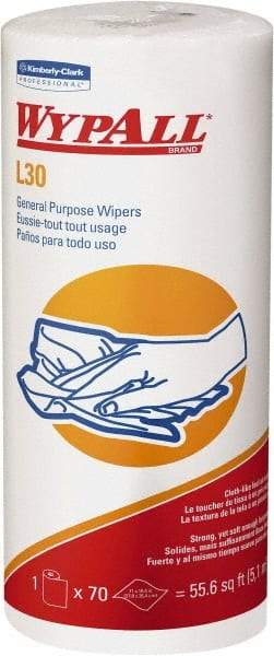 WypAll - L30 Dry General Purpose Wipes - Small Roll, 10-3/8" x 11" Sheet Size, White - USA Tool & Supply