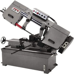 Jet - 10 x 18" Max Capacity, Manual Step Pulley Horizontal Bandsaw - 82, 132, 210 & 330 SFPM Blade Speed, 230 Volts, 45°, 2 hp, 1 Phase - USA Tool & Supply