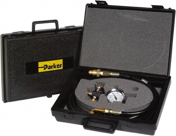 Parker - Accumulator Charging & Gauge Assembly - Includes 3,000 psi Gage, Charging Assembly, Gas Bleeder Valve, Charging Hose and Carrying Case, Use with Hydraulic Accumulators - USA Tool & Supply