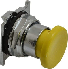 Eaton Cutler-Hammer - Extended Mushroom Head Pushbutton Switch Operator - Yellow, Round Button, Nonilluminated - USA Tool & Supply
