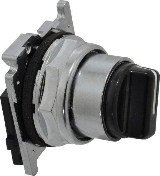 Eaton Cutler-Hammer - 30-1/2mm Mount Hole, 2 Position, Knob Operated, Selector Switch with Cam and Cap - Black, Maintained (MA) - USA Tool & Supply