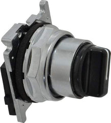 Eaton Cutler-Hammer - 30-1/2mm Mount Hole, 2 Position, Knob Operated, Selector Switch with Cam and Cap - Black, Maintained (MA) - USA Tool & Supply