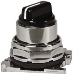 Eaton Cutler-Hammer - 30-1/2mm Mount Hole, 3 Position, Knob Operated, Selector Switch with Cam and Cap - Black, Maintained (MA) - USA Tool & Supply
