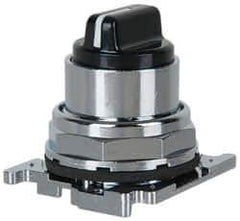 Eaton Cutler-Hammer - 30-1/2mm Mount Hole, 3 Position, Knob Operated, Selector Switch with Cam and Cap - Black, Maintained (MA) - USA Tool & Supply