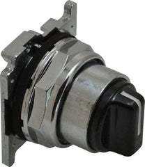 Eaton Cutler-Hammer - 30-1/2mm Mount Hole, 3 Position, Knob Operated, Selector Switch with Cam and Cap - Black, Maintained (MA) - Momentary (MO) - USA Tool & Supply