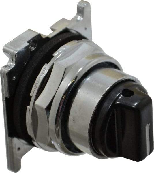 Eaton Cutler-Hammer - 30-1/2mm Mount Hole, 3 Position, Knob Operated, Selector Switch with Cam and Cap - Black, Maintained (MA) - Momentary (MO) - USA Tool & Supply