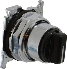 Eaton Cutler-Hammer - 30-1/2mm Mount Hole, 3 Position, Knob Operated, Selector Switch with Cam and Cap - Black, Maintained (MA) - Momentary (MO) - USA Tool & Supply